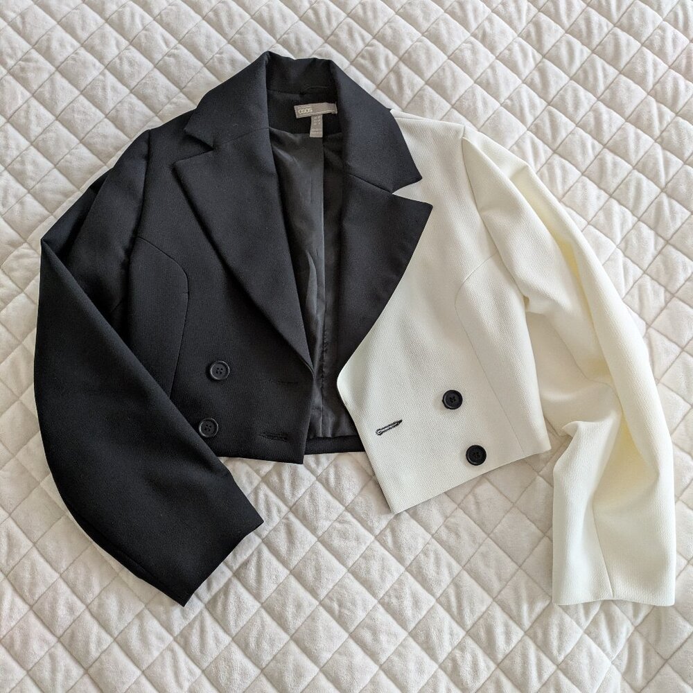 ASOS Crop Blazer in Two Toned Black and White